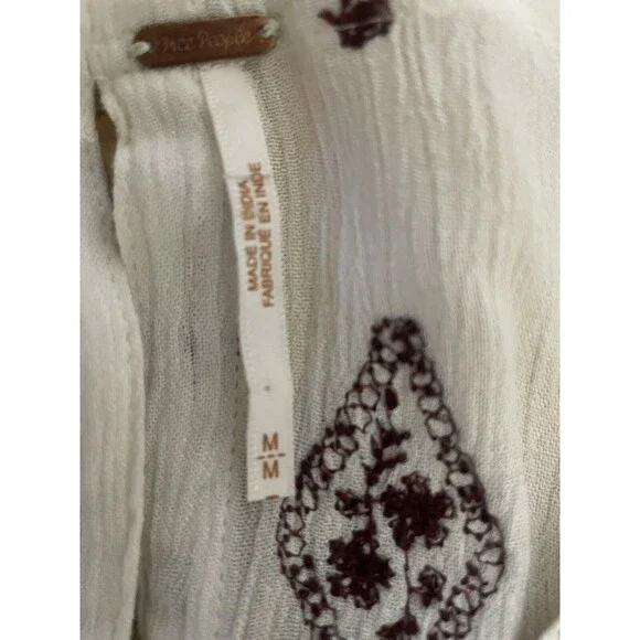Free People Diamond Embroidered Peasant Long Sleeve Tunic Dress Top Size Medium - Picture 4 of 12